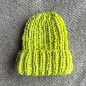 Chunky Neon Yellow Kids Knitted Beanie